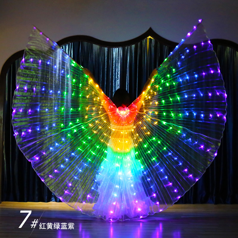Light up Capes 300 Leds Belly Dance Props Isis Wing For Ladies With Telescopic Stick